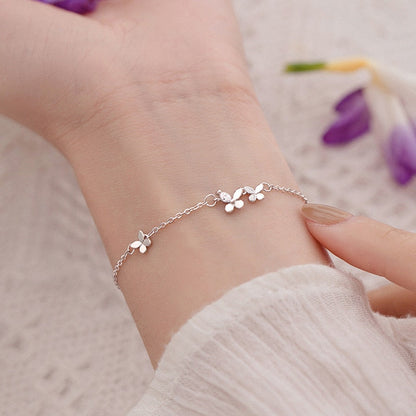 925 Sterling Silver Diamond-Studded Butterfly Bracelet