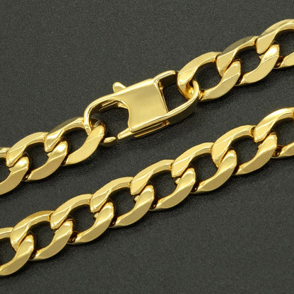 Curb Cuban Chain Gold Color Bracelets for Men Women