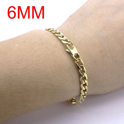 Curb Cuban Chain Gold Color Bracelets for Men Women