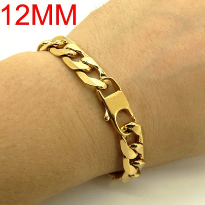 Curb Cuban Chain Gold Color Bracelets for Men Women