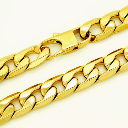 Curb Cuban Chain Gold Color Bracelets for Men Women