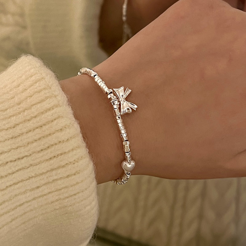 925 Sterling Silver Diamond-Studded Butterfly Bracelet