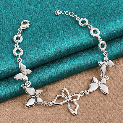 925 Sterling Silver Diamond-Studded Butterfly Bracelet